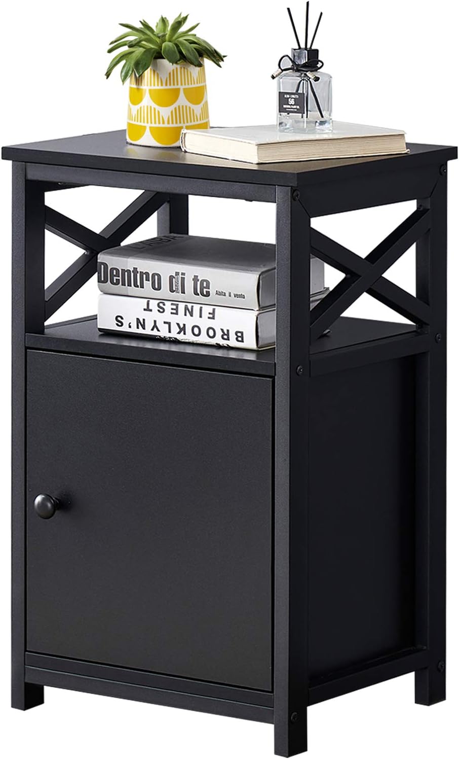 Rustic Brown End Storage Cabinet and Drawer Nightstand C960