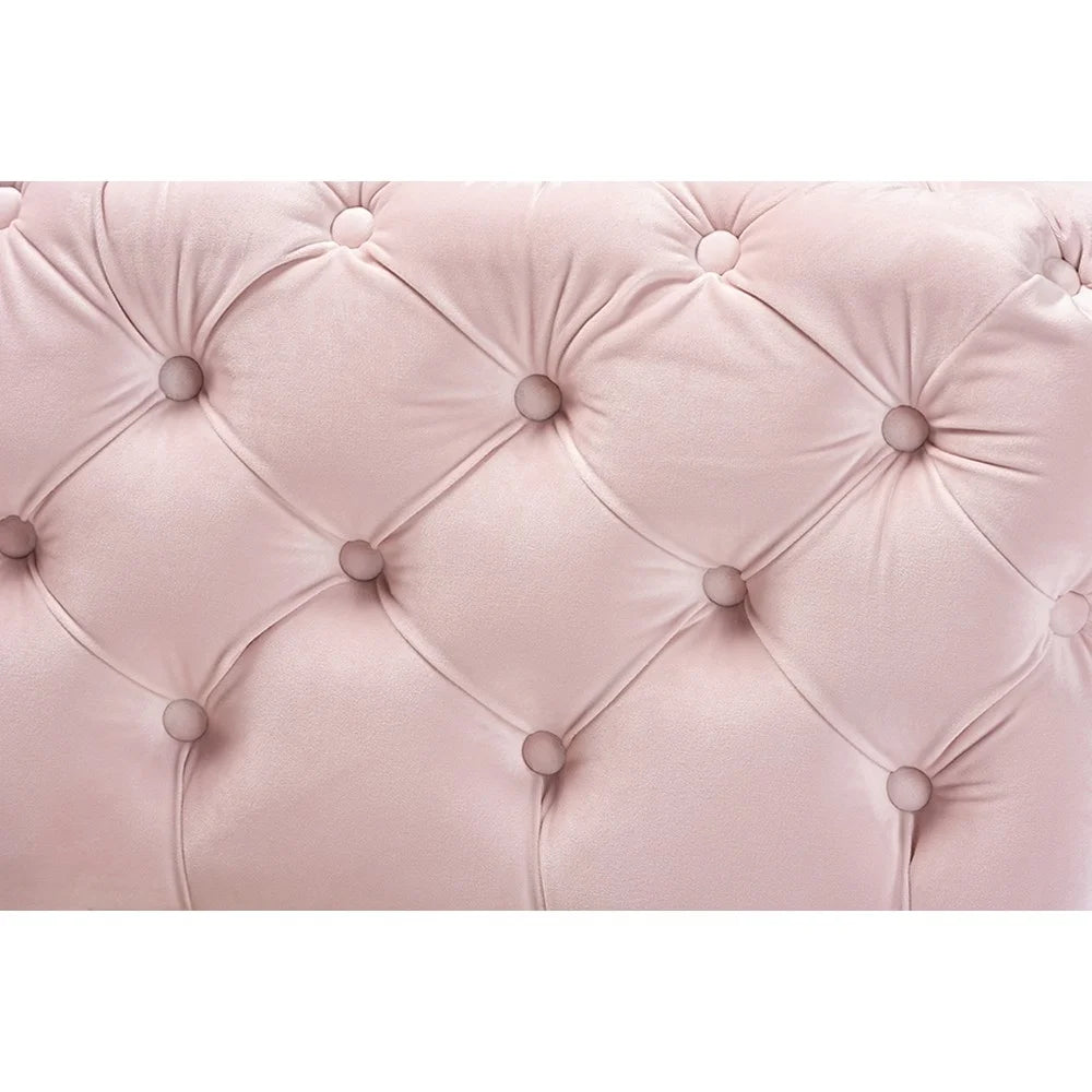 Light Pink Velvet Button Tufted Bench Ottoman M98350