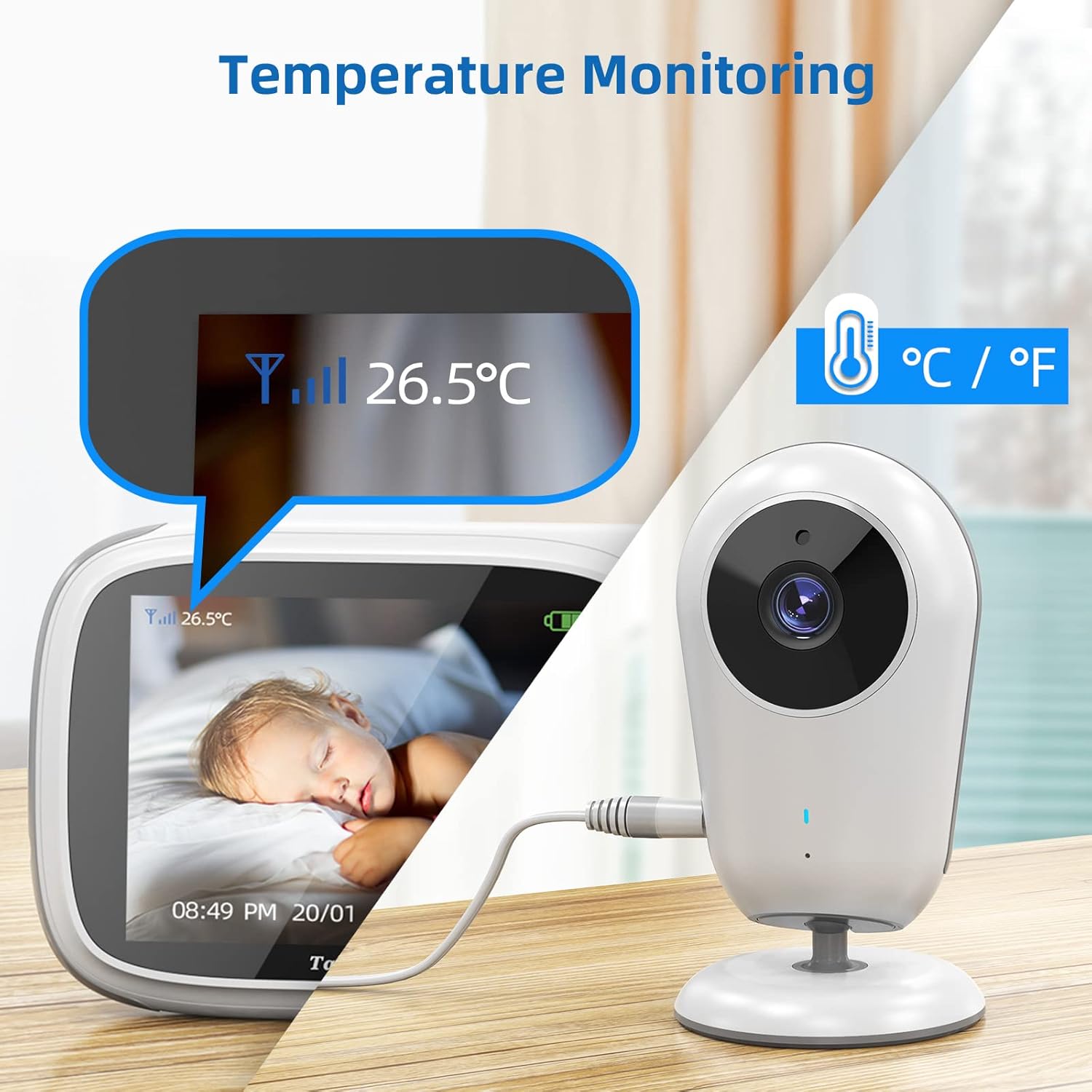 Baby Monitor with Camera and Audio, No WiFi, Infrared Night Vision, Pack of 2 Z112828