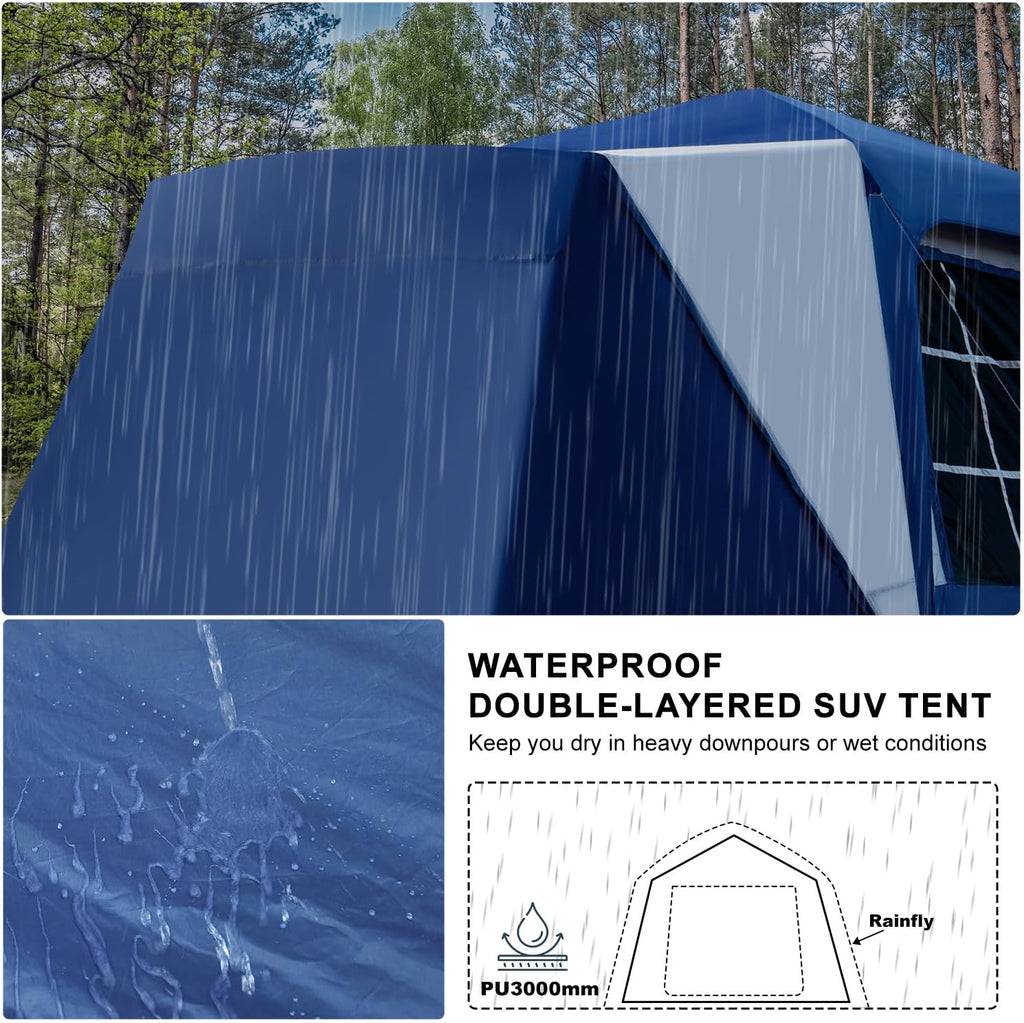Waterproof Double Layer Car Tailgate Tent, 10' W X 10' L X 7.5' H E31288