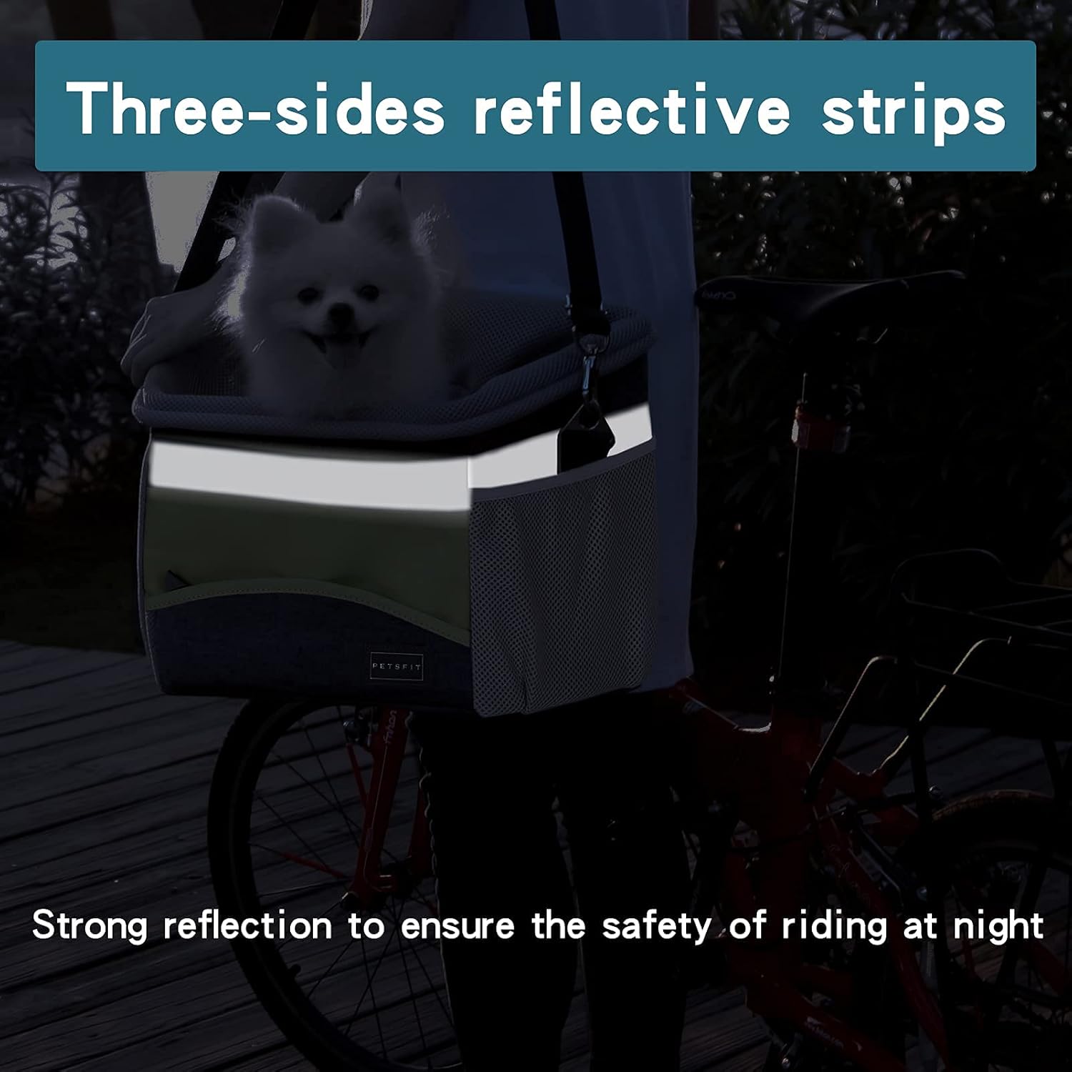 Dog Bike Basket with Safety Rope and Reflective Strips G601681