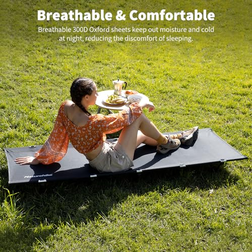 Dark Black Ultralight Folding Camping Cot with Carry Bag U90574