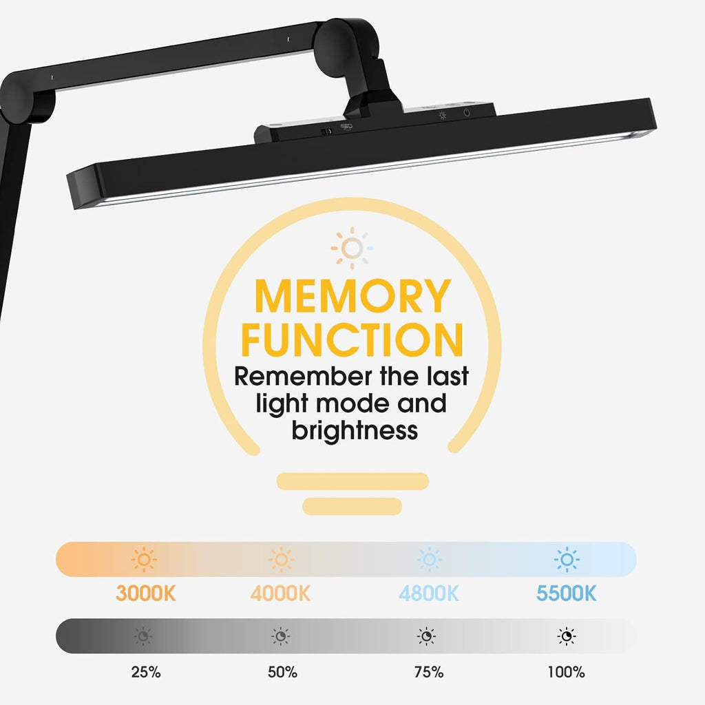 LED Desk Lamp with Clamp, Metal, Dimmable, 4 Color Modes V665049