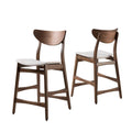 Light Beige/Walnut Finish Fabric Counter Chairs (Set of 2) H34803