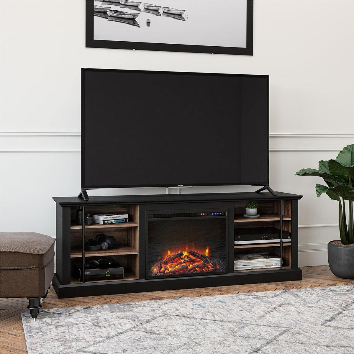 Black Fireplace Stand for TVs up to 70" G8858
