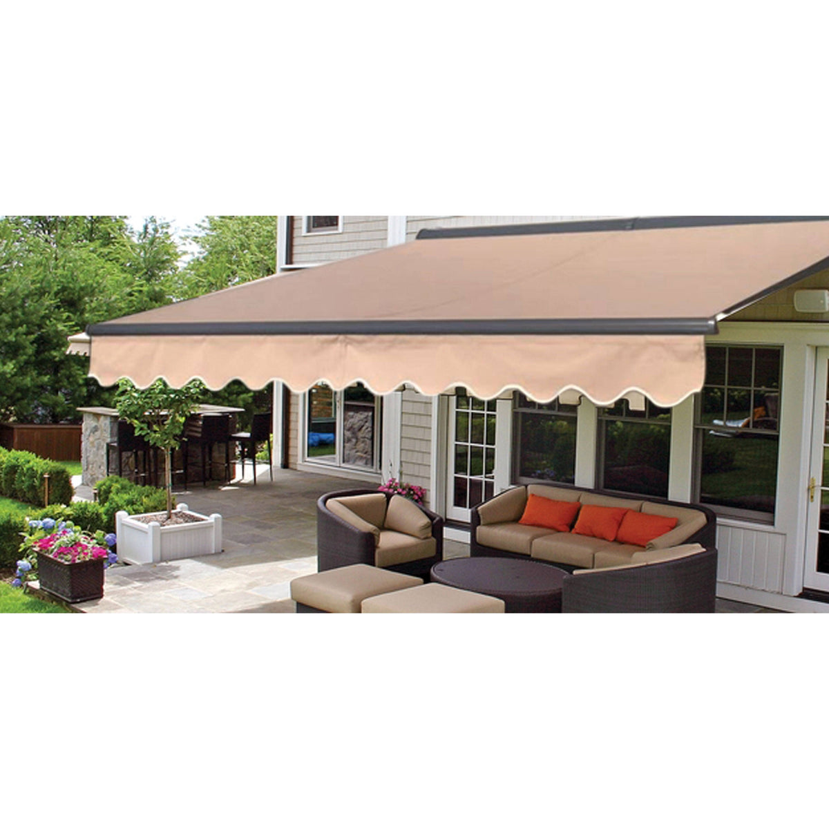 Motorized LED Half Cassette Retractable Awning 10 x 8 Feet, Sand H992