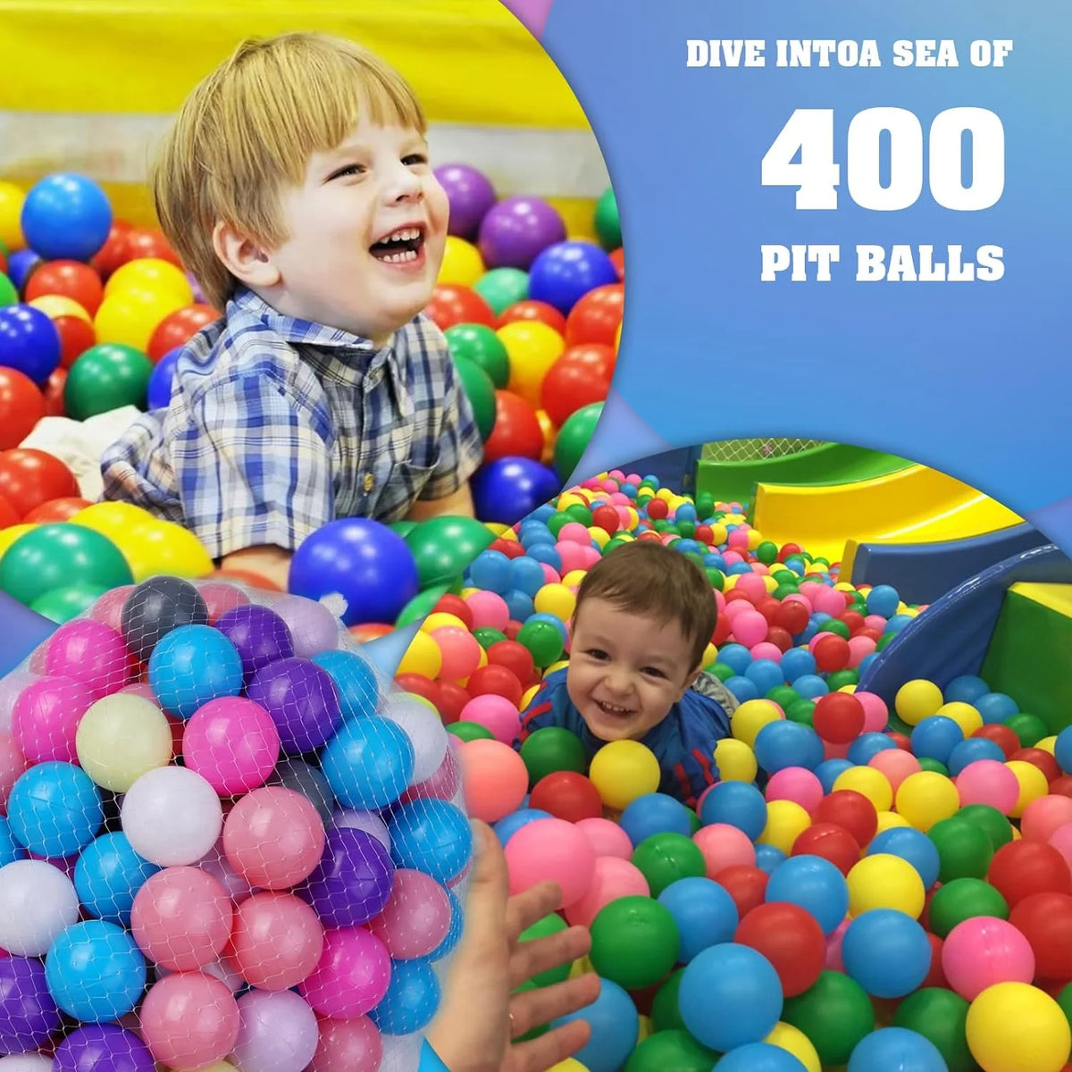 Pastel Plastic Ball Pit Balls with Storage Mesh Bag N9036