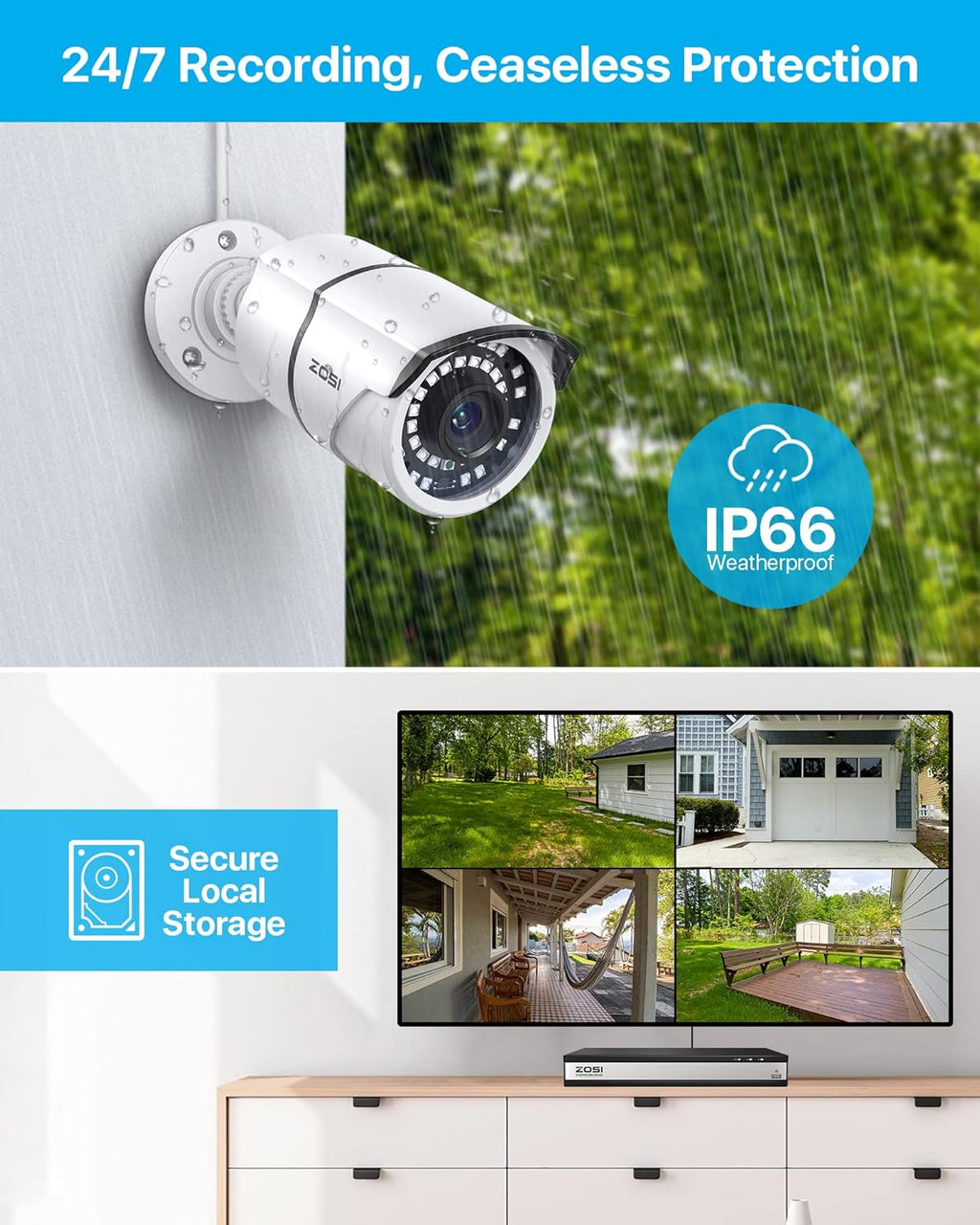 4K 16 Channel Security Camera System with 3TB Hard Drive and 10 x 5MP Cameras G2178