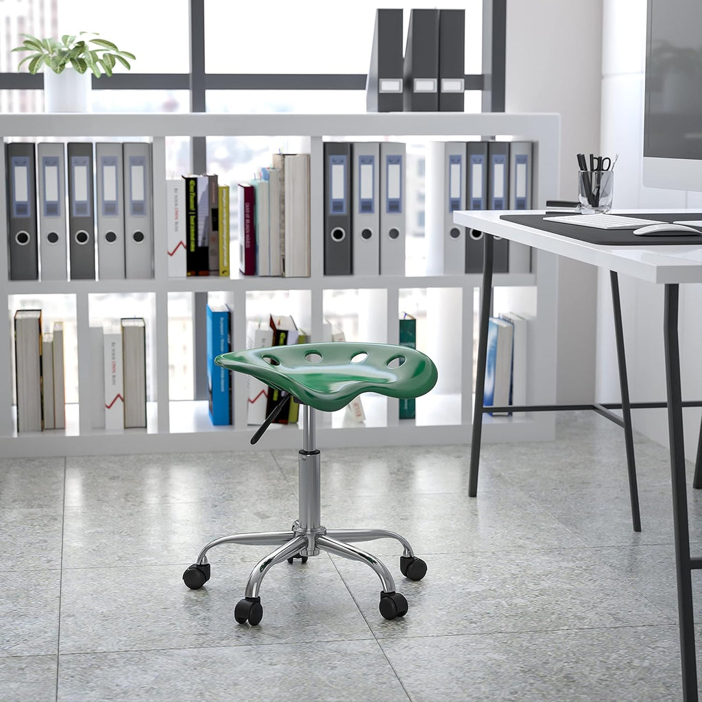 Black and Chrome Drafting Stool with Tractor Seat Pack of 2 O838