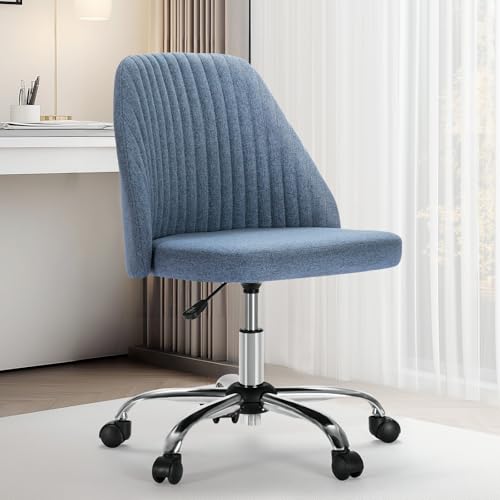 Armless Fabric Office Chair with Wheels Adjustable Swivel M6793
