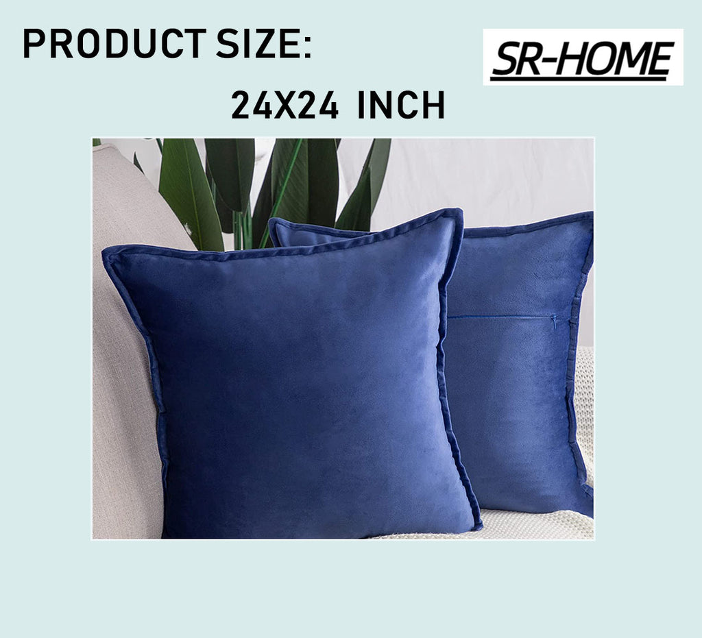 Set of 2 Velvet Decorative Throw Pillow Covers Square with Fringe Cushion Case X49189