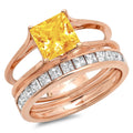 18k Rose Gold Citrine Ring Band Set Size 3.5 B136