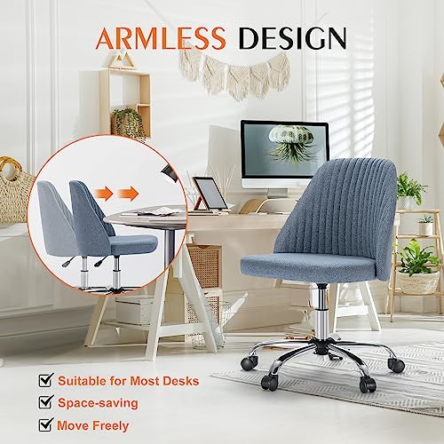 Armless Fabric Office Chair with Wheels Adjustable Swivel M6793