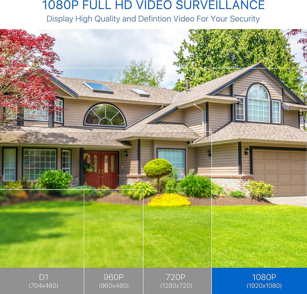 4 Pack 2MP 1080p HD-TVI Security Camera with 120ft Night Vision Y802