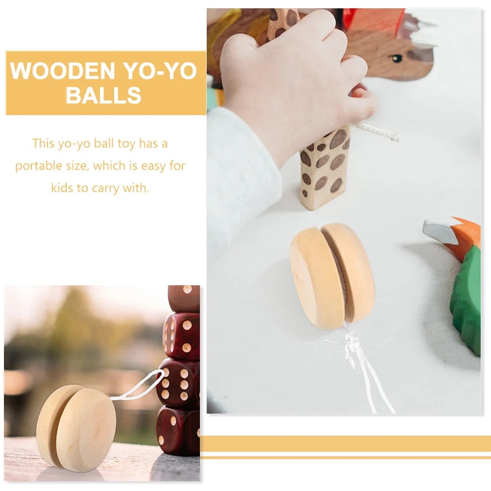 12Pcs Unfinished Wooden Yo-Yo Balls for DIY Hand Painting I919