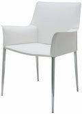 White Leather Dining Arm Chair Y314