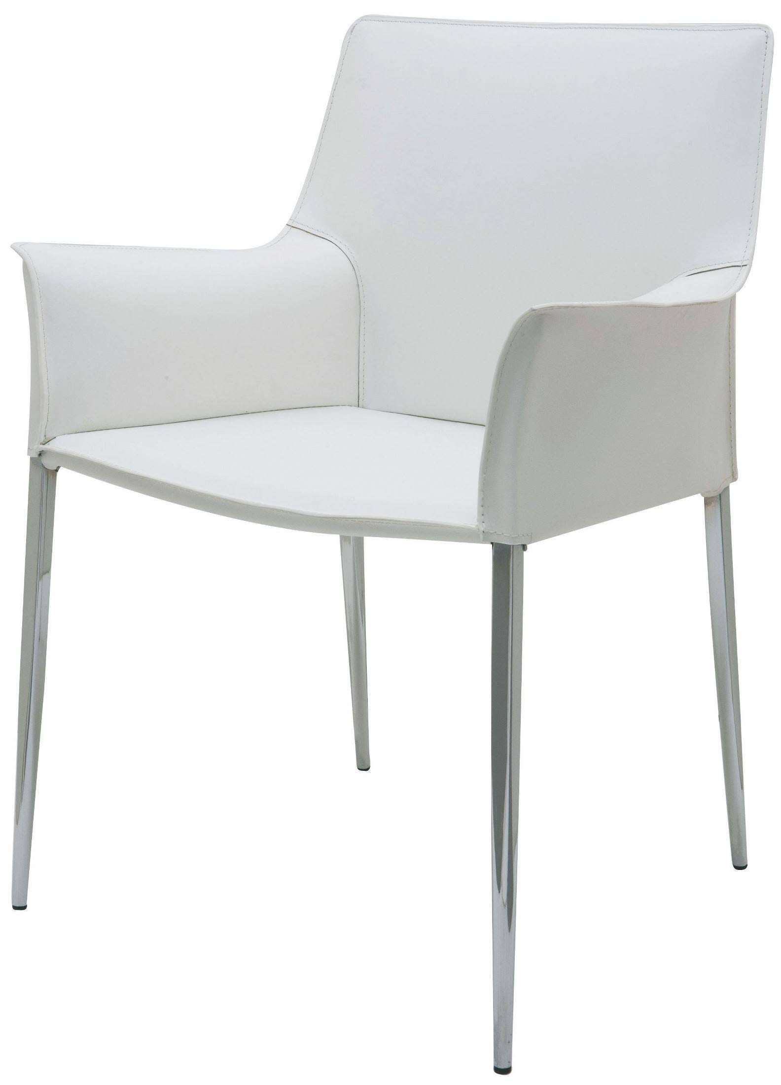 White Leather Dining Arm Chair Y314