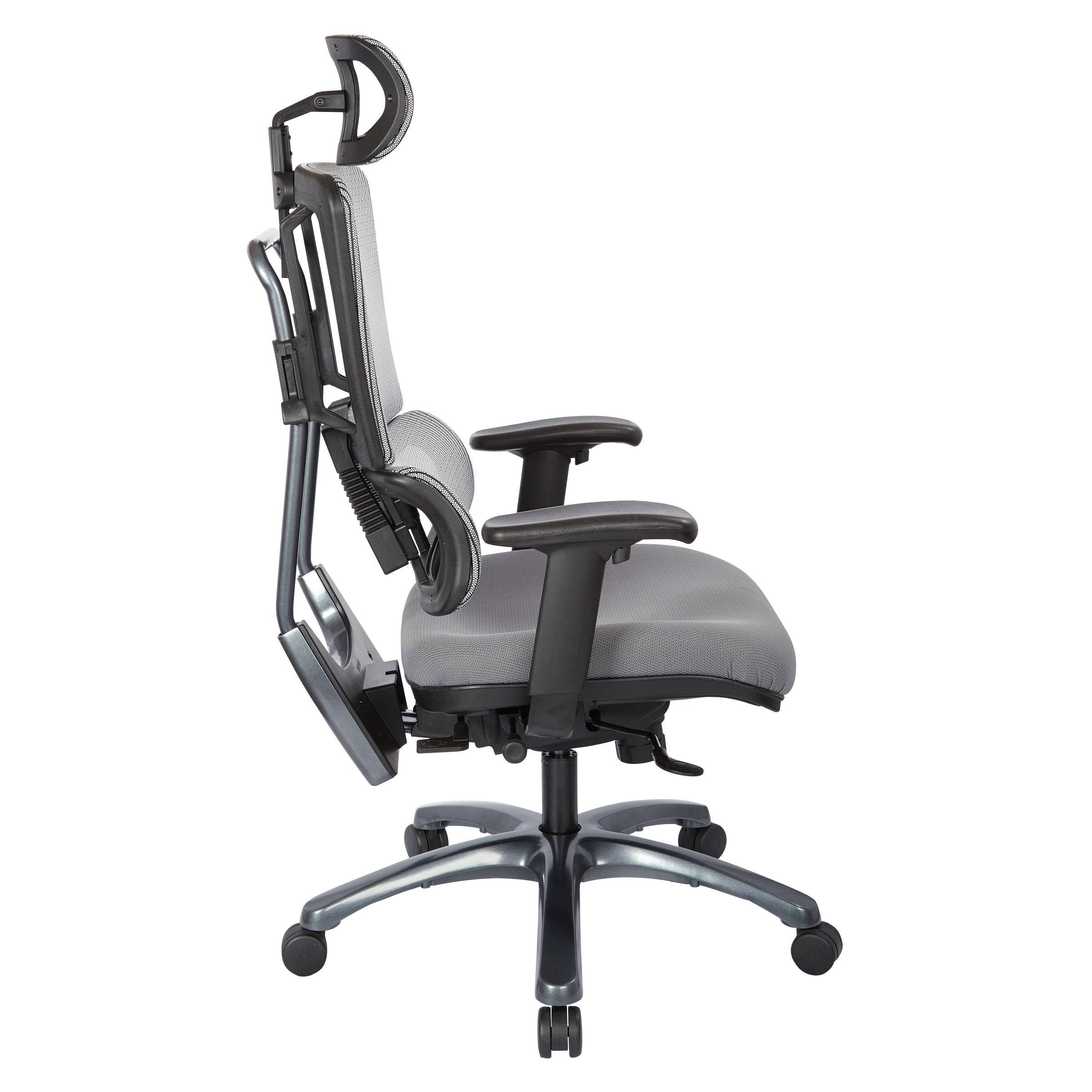 Grey Mesh Back Chair with Headrest H2797