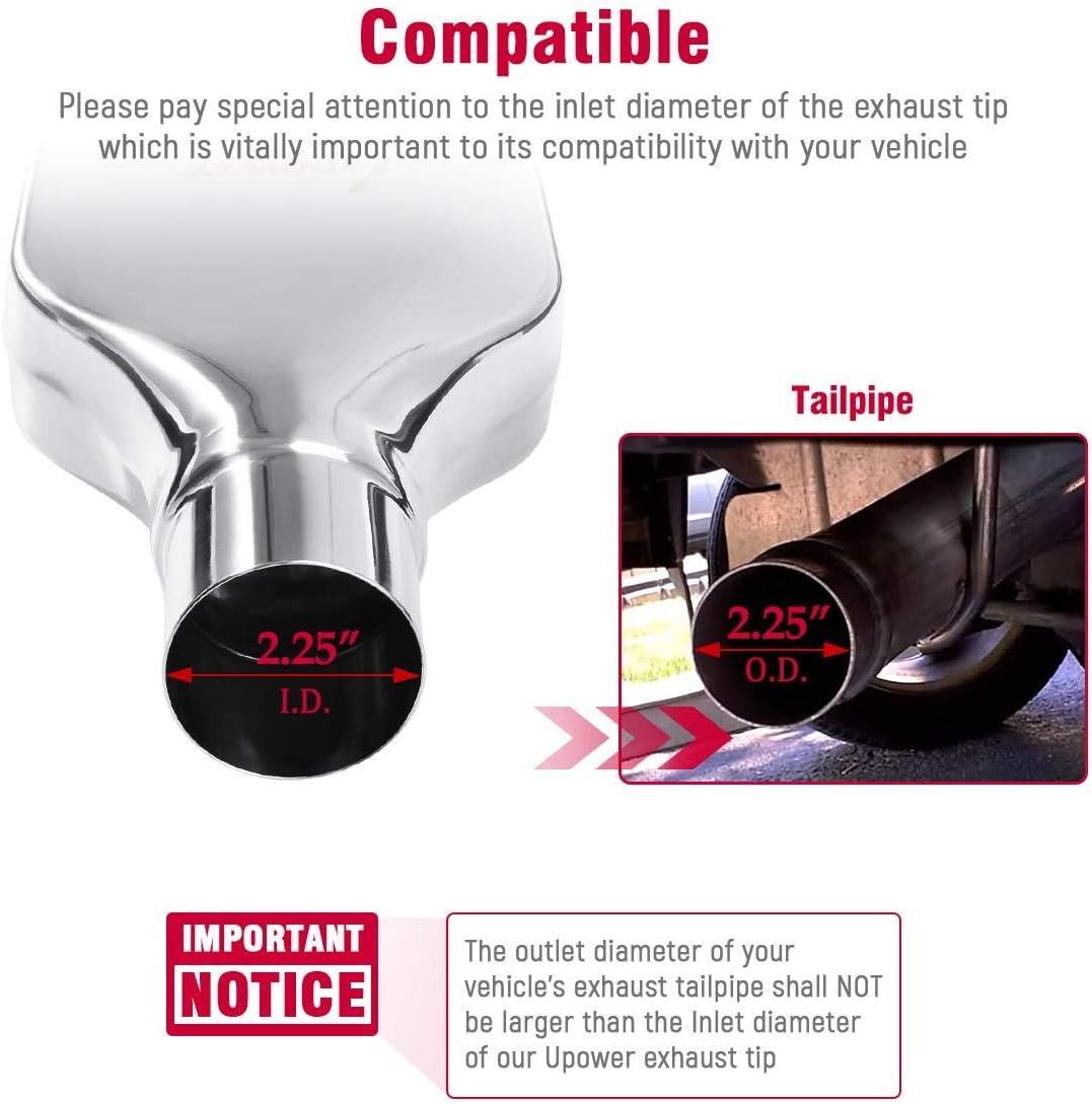 Pack of 2 Stainless Steel Exhaust Tailpipe Tips P27701