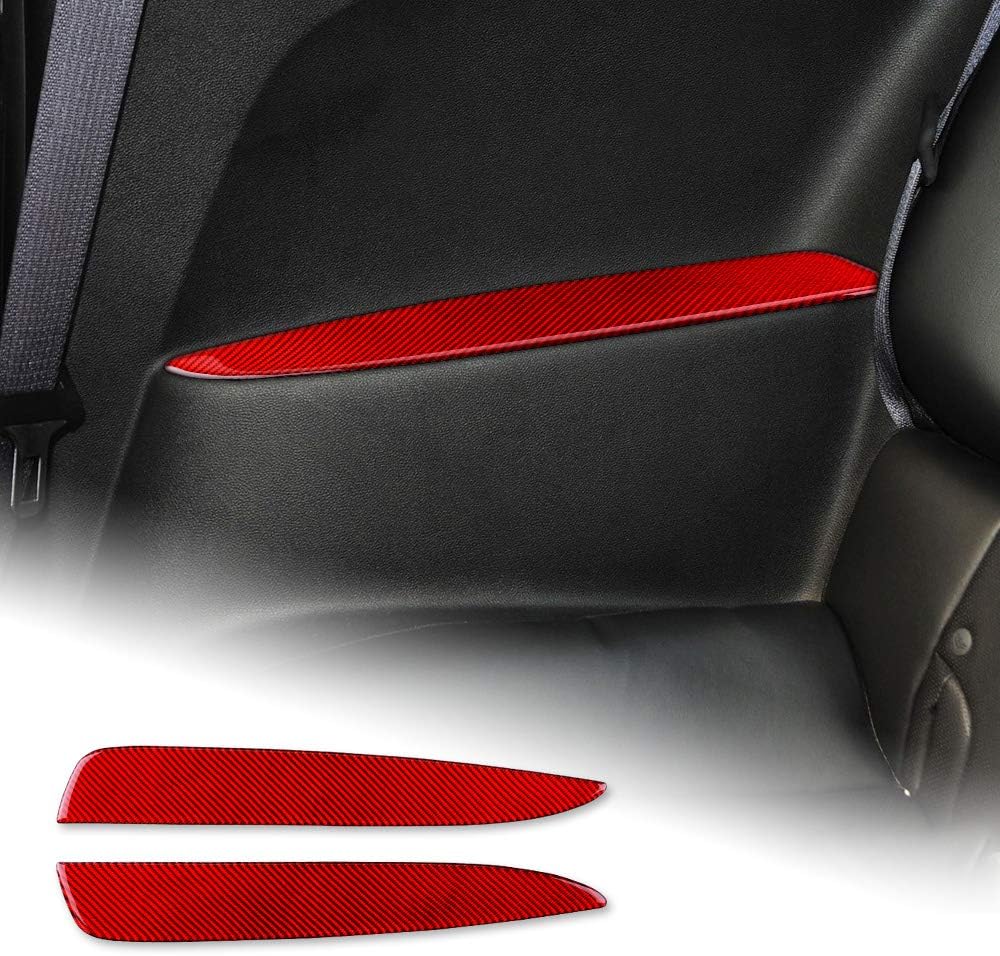 Carbon Fiber Car Rear Seat Armrest Sticker Interior Trim Decal Black Pack of 2 W4426
