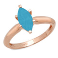 Marquise Cut Blue Simulated Turquoise Rose Gold Solitaire Ring Size 10.5 H290935