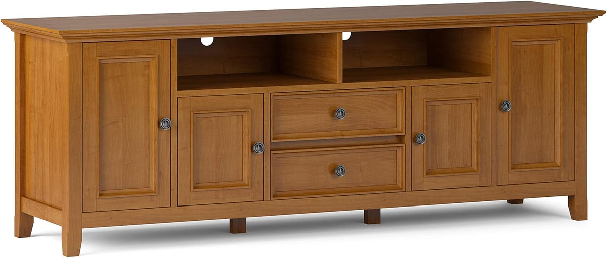 72 inch Solid Wood TV Media Stand with Storage Shelves and Cabinets B22142