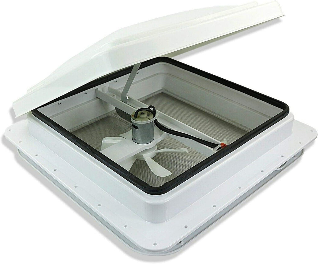 White Lid RV Roof Vent with 12V Vent Fan F726775