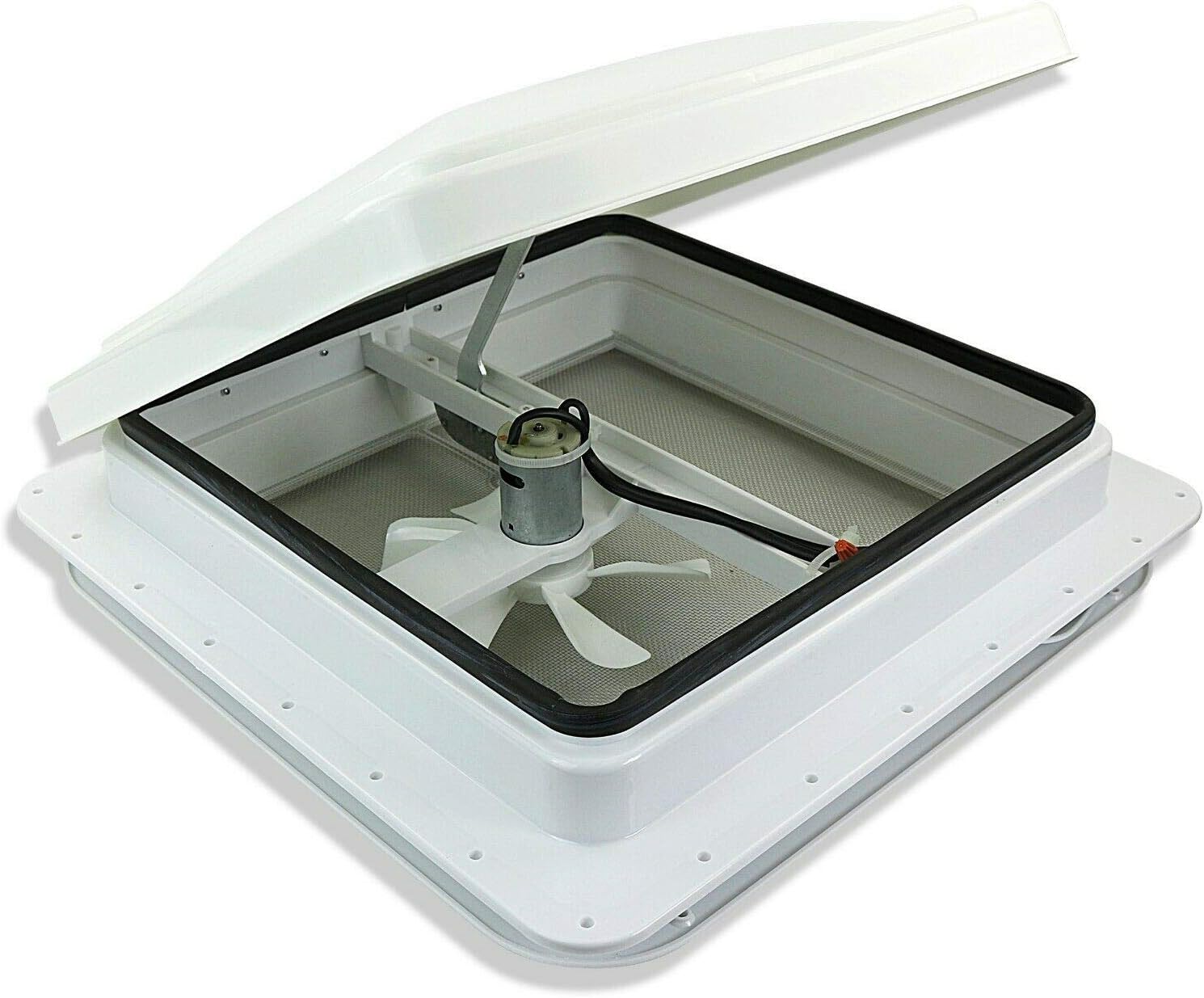 White Lid RV Roof Vent with 12V Vent Fan F726775