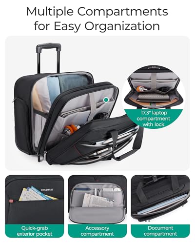 Black Rolling Laptop Bag with Wheels for 17.3 Inch Laptop P3949