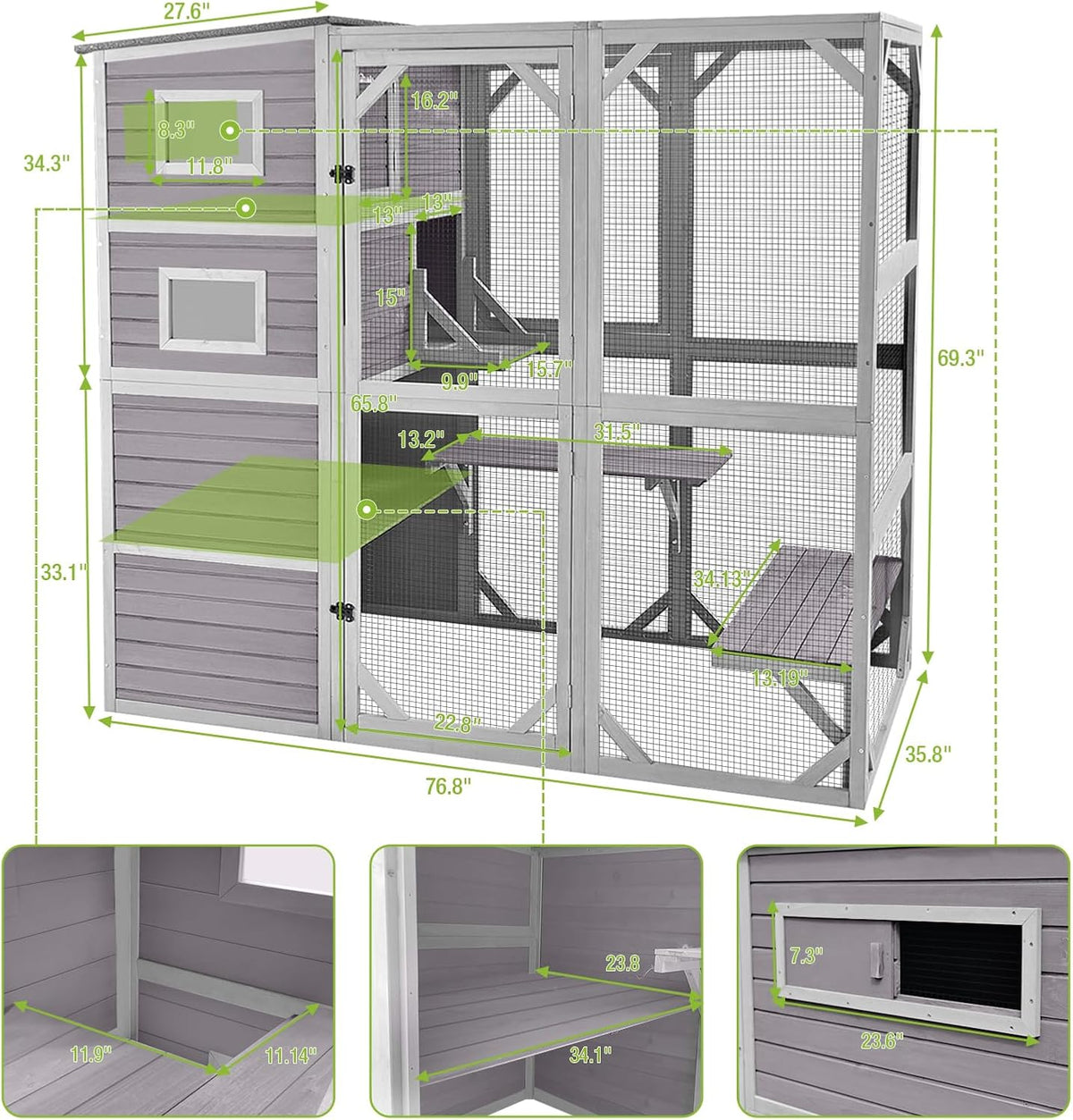 77 Inch 4 Tier Cat Enclosure S855355