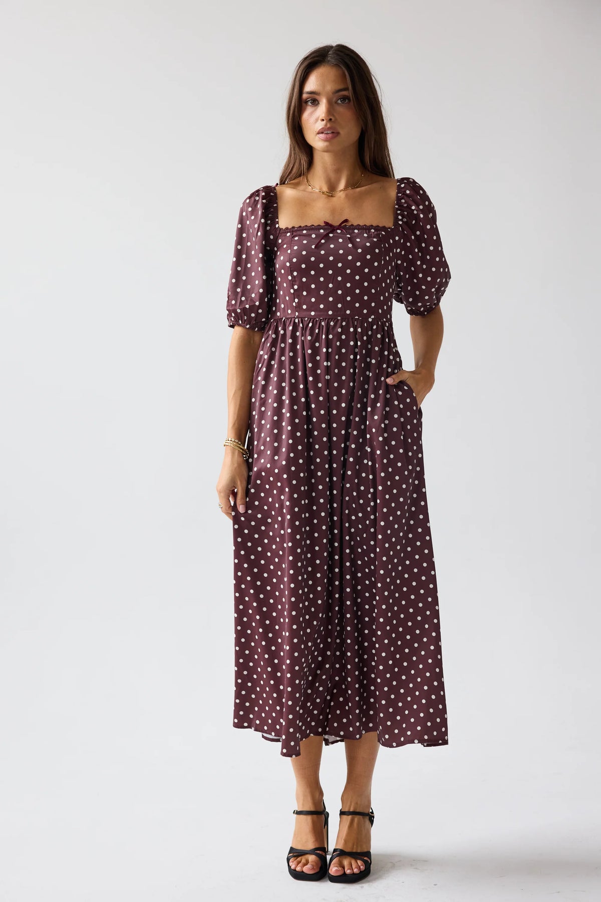 Polka Dot Midi Dress W919