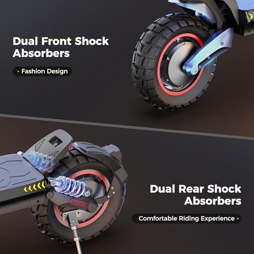 Electric Scooter with 50 Miles Long Range, 38 MPH Top Speed, 12" Offroad Pneumatic Tire W356984