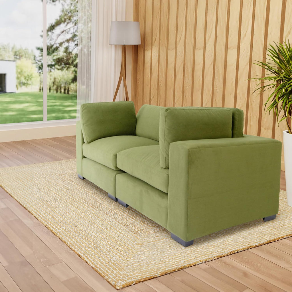 Forest Green Polyester Loveseat Sofa C48085