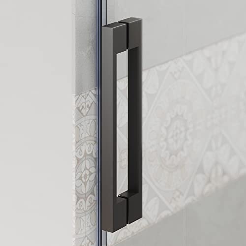 Frameless Sliding Tub Door 58.5-60" W X 62" H with 5/16" Clear Tempered Glass Matte Black P627152
