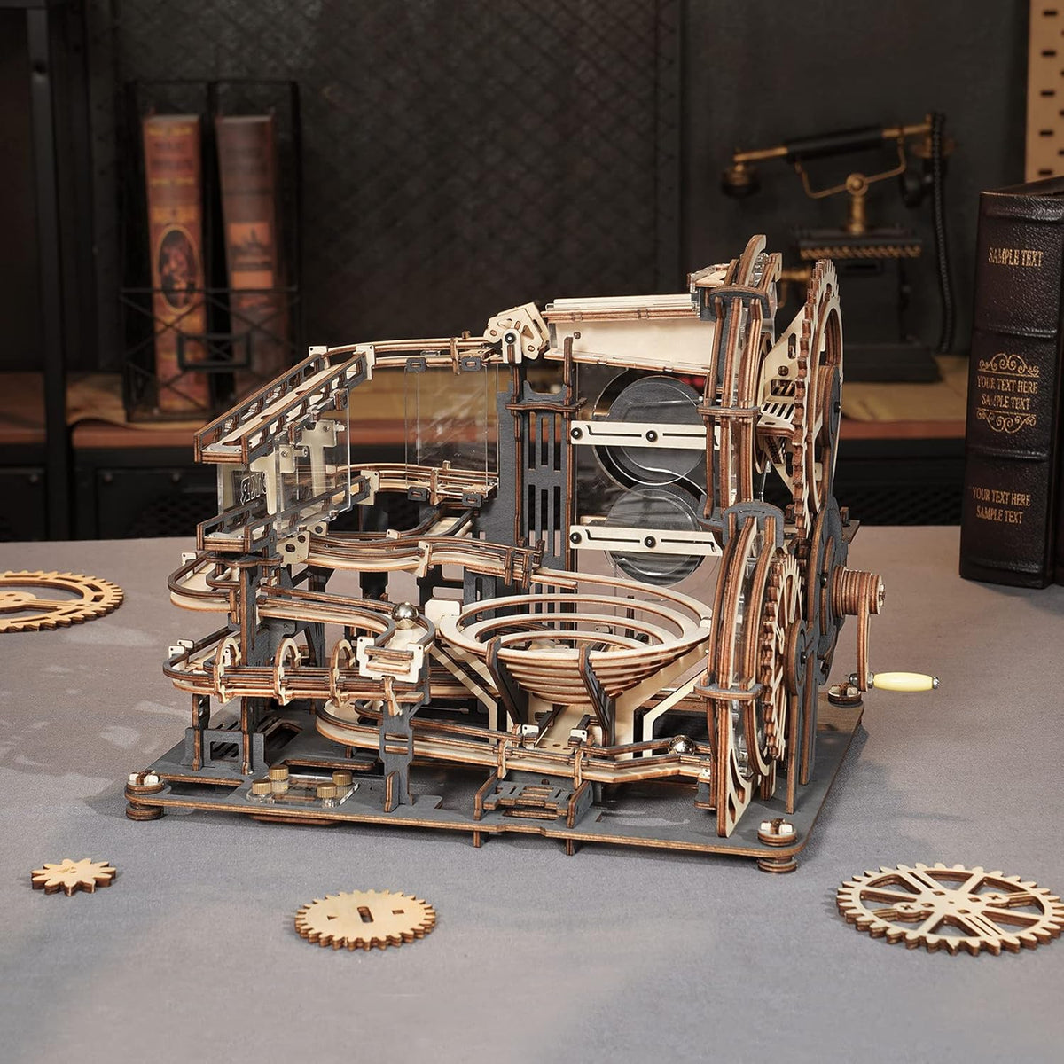 3D Wooden Puzzles Marble Run Chain Model Mechanical Building Kit N695