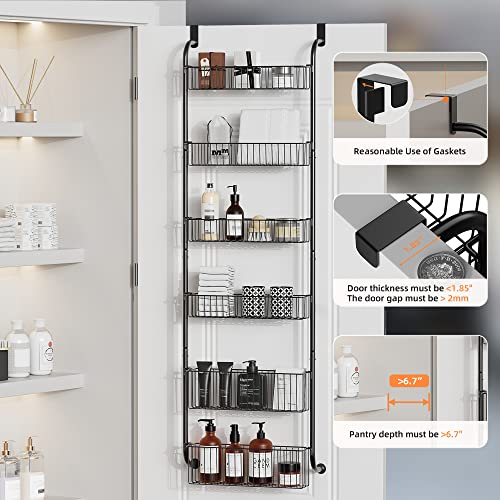 8 Tier Over the Door Pantry Organizer with 8 Full Baskets, Metal White Z4677