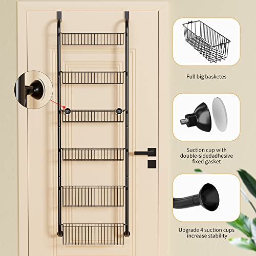 8 Tier Over the Door Pantry Organizer with 8 Full Baskets, Metal White Z4677