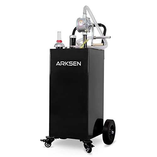 30 Gallon Portable Gas Caddy Fuel Storage Tank with Hand Siphon Pump and Rolling Solid Rubber Wheels W102