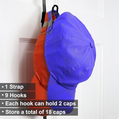 Black Over-The-Door Hat Rack with 2 Straps H668