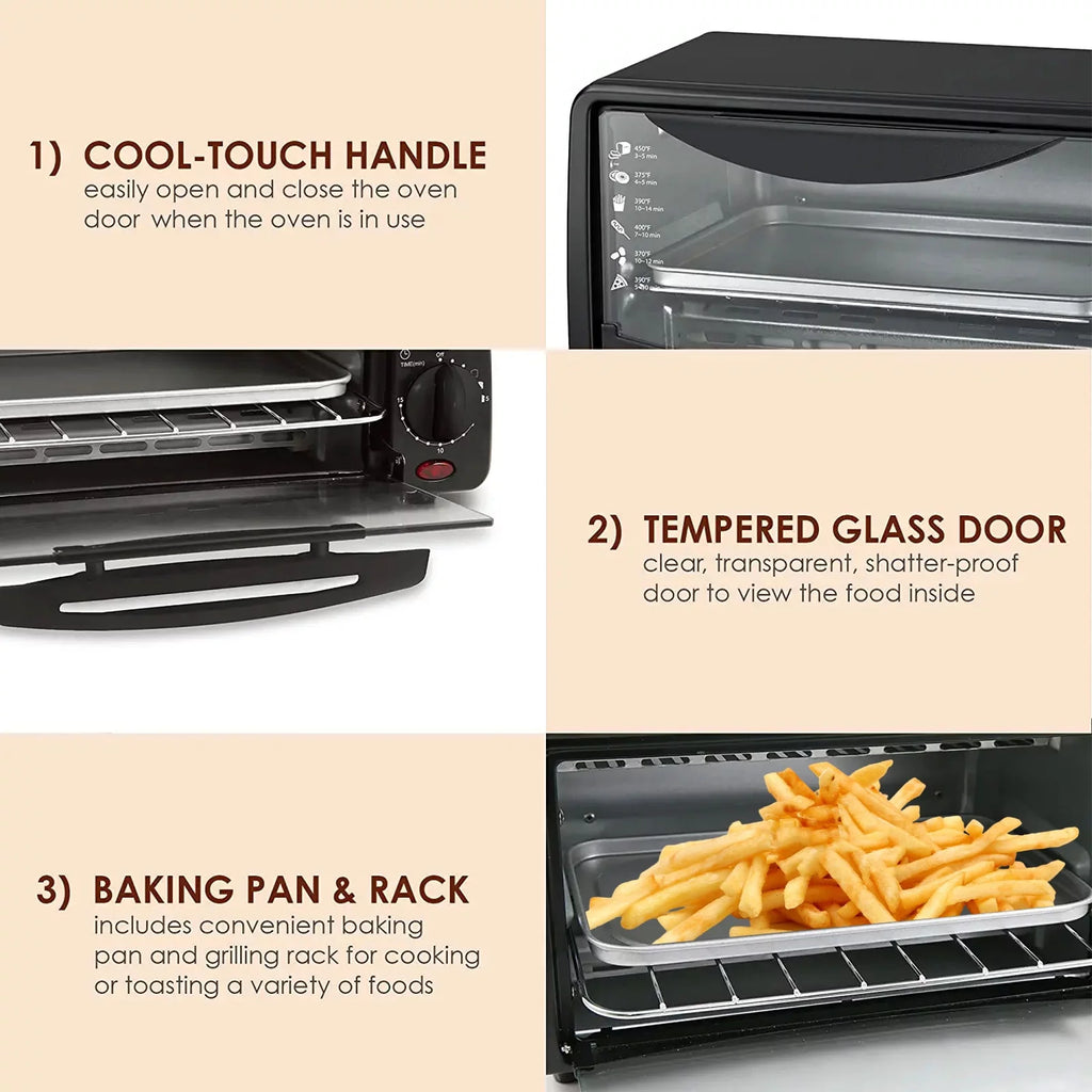 Black 2 Slice Countertop Toaster Oven with 15 Minute Timer & Pan X27227