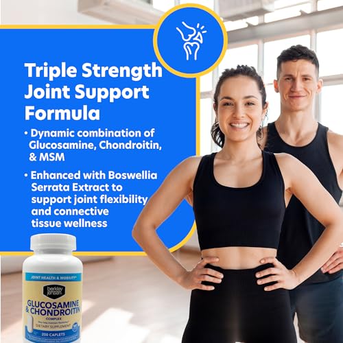 Triple Strength Glucosamine Chondroitin MSM Boswellia Complex Dietary Supplement, 200 Caplets D992010