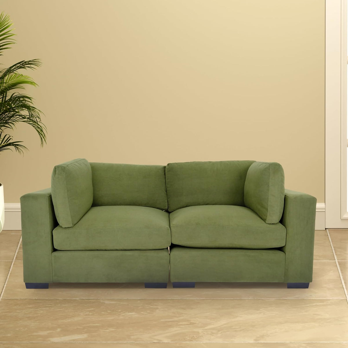 Forest Green Polyester Loveseat Sofa C48085