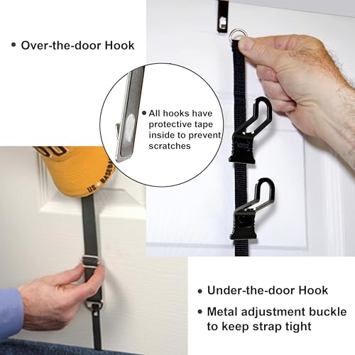Black Over-The-Door Hat Rack with 2 Straps H668