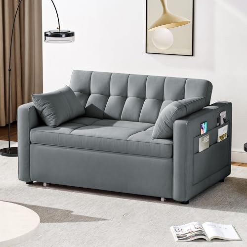 55" Convertible Velvet Sofa Bed, Full Size U33548