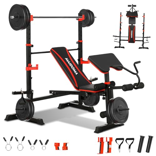 8 in 1 Olympic Weight Bench Set with Barbell Rack L17216