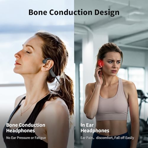 Bone Conduction Headphones, Open Ear IPX8 Waterproof Bluetooth 5.4 with Mic, 10H Playtime Wireless Earbuds E7109