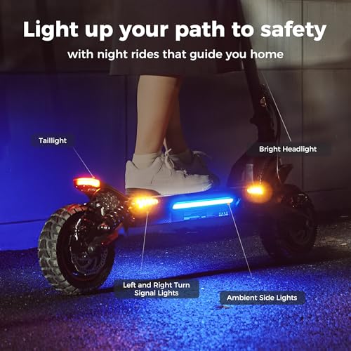 Electric Scooter with 50 Miles Long Range, 38 MPH Top Speed, 12" Offroad Pneumatic Tire W356984