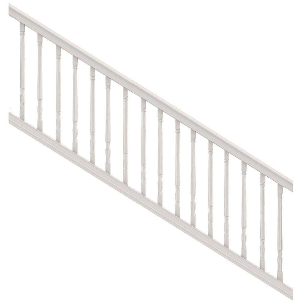 8 ft. x 36 in. White PolyComposite Stair Rail Kit with Colonial Balusters J24613