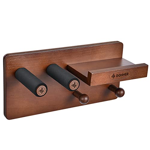 Wood Guitar Wall Mount Shelf with Pick Holder and 2 Hooks F984106