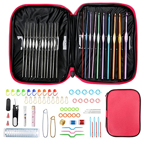 9 Ergonomic Crochet Hooks Set with Case D681